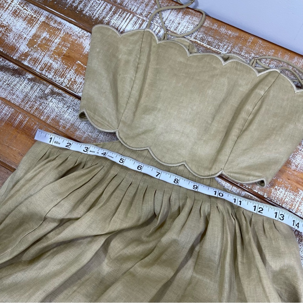 Zimmermann Jude Scallop Midi Linen Dress Size 1 Color Tan - Picture 13 of 16